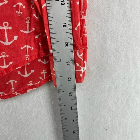 Old Navy Button-Up Shirt Women's Sz XS Red Anchor Print Collared Long Sleeves - Picture 4 of 11